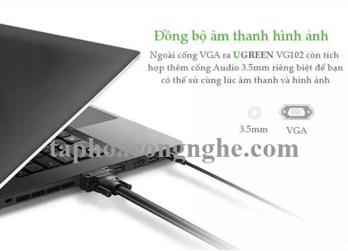 Ugreen 11628 5M màu Đen Cáp tín hiệu VGA hỗ trợ Audio 3.5mm VG102 30011628